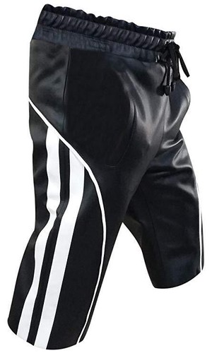Mens real leather long - long, shorts