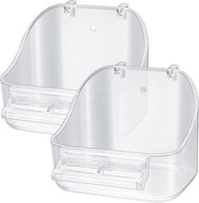 QOOSIKICC 2 Pcs Clear Bird Bath for Cage, Budgie Bath, Bird Bath Tub for Bird P