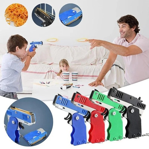 Mini keychain rubber band gun - band,
