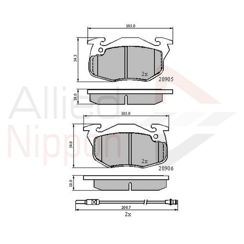 Brake pads set for - peugeot, 205