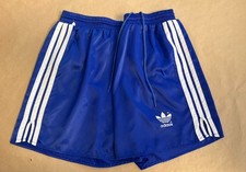 VTG ADIDAS nylon shorts Blue Shiny Nylon running sprinter Gym gay D8 30-36”