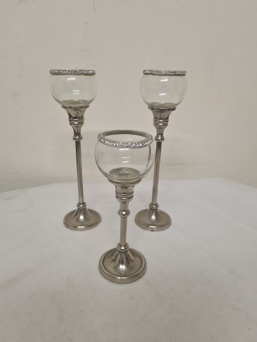 Set silver glass tealight - set,