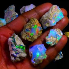 50Ct  Natural Ethiopian Jumbo Welo Fire Opal Rough Specimen Gemstone 5-7Pcs Lot