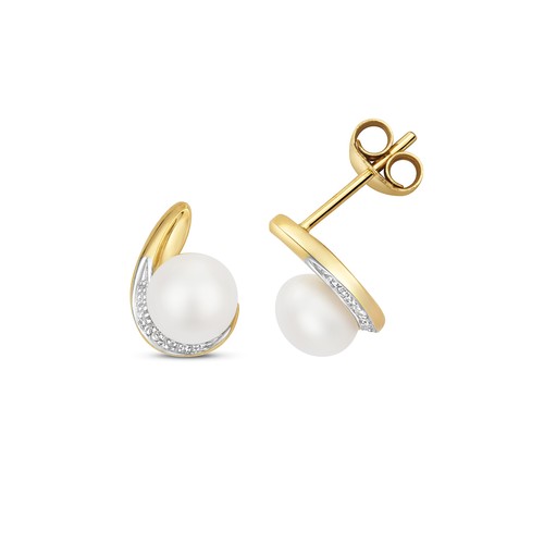 Diamond stud earrings - earrings, gold