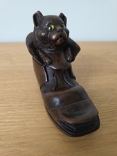 Antique Black Forest Cat In Boot Inkwell