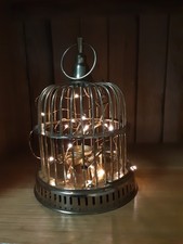 Vintage Heavy Brass Bird Cage with ornamentl lights