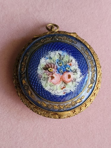 Antique french enamel pink - enamel,