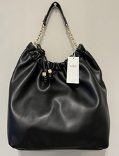 M&S Faux Leather vegan tote Chain Strap Shoulder Bag black marks&spencer RRP£45