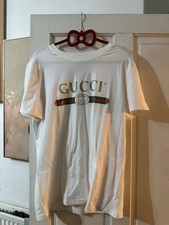 Gucci White Logo Floral Embroidery Cotton T-shirt Authentic
