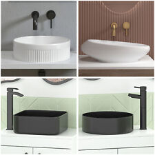 Bathroom Counter Top Ceramic Wash Basin Cloakroom Sink Round Square White/Black