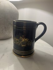 Vintage Denby Stoneware Tankard Mug 1/2 Pint Horse Jumping, Hunting Equestrian