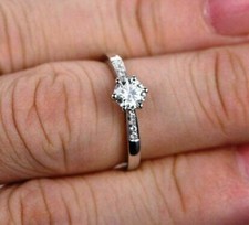 1ct Round Cut Diamond Solitaire Engagement Ring 14k White Gold Finish Size J-T