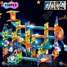 110x Magnet Marble Run-Speedy Magnetic Tiles Race Track Building Blocks Toy Gift