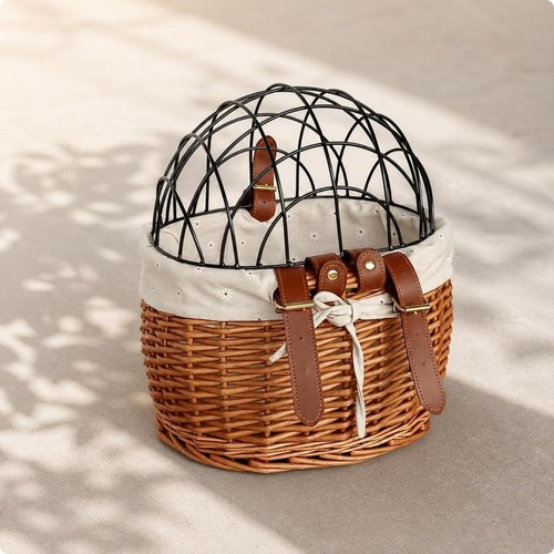 Pet bike basket with - with, metal