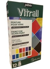 Pebeo Vitrail Stained Glass Paint 12 x 20ml Bottles Solvent Based Craft 757421