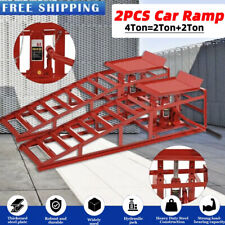 4 ton Hydraulic Car Ramps 2PC Heavy Duty Garage Auto Van Bottle Lift Jack Ramp