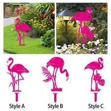 Metal Flamingo Garden Stake Yard Decor Pink Flamingo Garden Statue