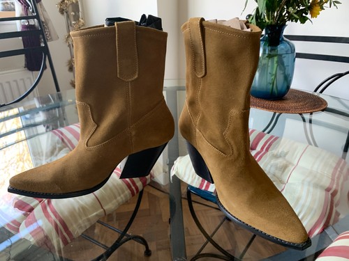 Zara camel suede leather ankle - zara,