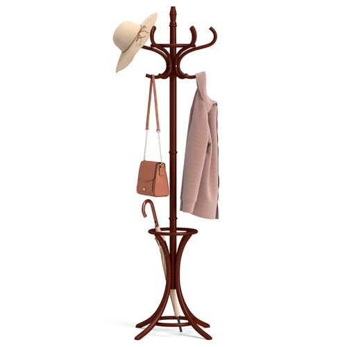 Wood standing hat coat rack - hat,