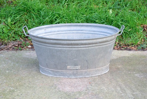 Old galvanised washing bowl - old,