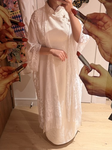 Meumna market ivory qipao - meumna,
