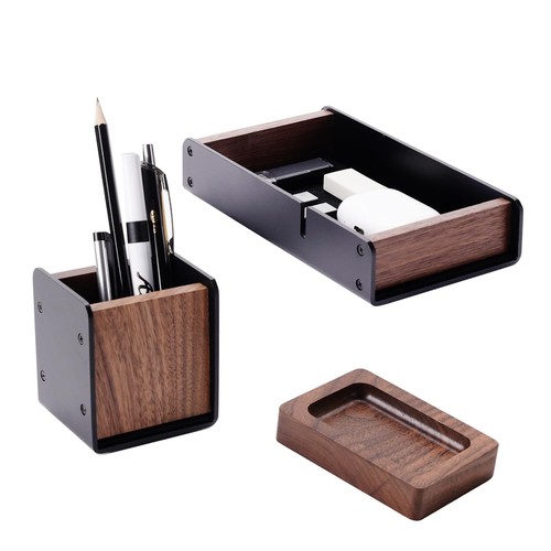 Walnut desk tray with - desk, pen