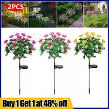 2X Solar Power Flower Lights LED Garden Stake Lamp Yard Outdoor Decor Waterproof