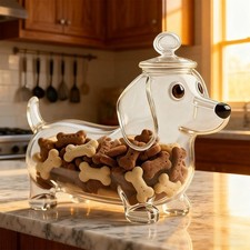 Dachshund Glass Dog Jar Glass Jar With Lid Airtight Pet Food Storage Jar I4Q9