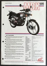 HONDA MBX 50S SPORTS MOPED Sales Specification Leaflet For FEB 1983