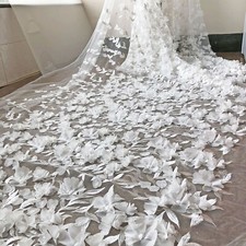 Embroidery 3D Flower Lace Fabric Colourful Floral Vines Lace Tulle for Dress