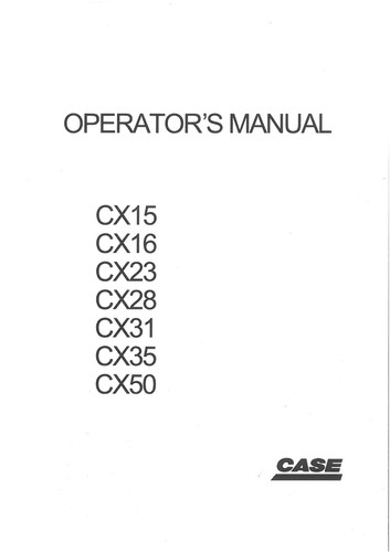 Case excavator cx15 - cx16, cx23