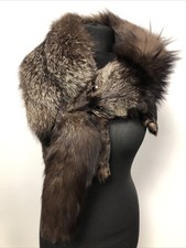 Silver Fox Fur Stole Wrap, Full Body Pelt, Vintage 1960s, Made in England, 48"