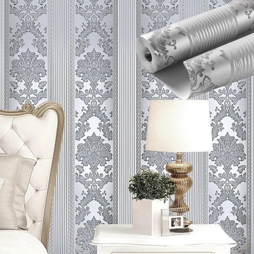 Damask glitter silver grey - glitter,