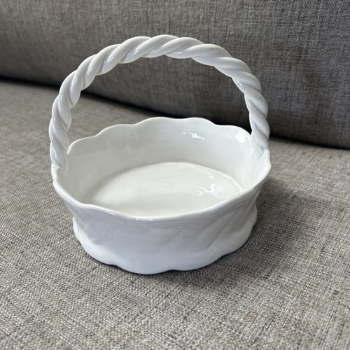 White ceramic basket new - white, made