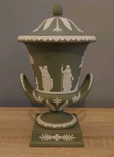 Wedgwood Jasperware Campana Urn w/Lid – Sage Green - Greek Mythology Scenes