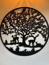 Large Tree Of Life Black Metal Garden Outdoor Wall Art  Plaque 80cm Diameter