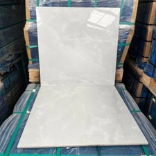 Sample Cut 600x600mm Light Grey Marble Effect Gloss Porcelain Wall & Floor Tile