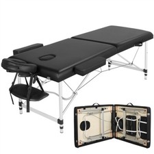 Massage Bed Portable Beauty Table Bed 2 Section Professional Tattoo Bed Black