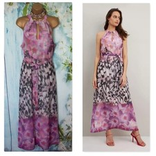 NEW WALLIS MAXI DRESS SIZE 16, Pink Butterfly Chiffon Summer Occasion Wedding