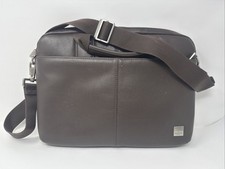 Knomo London Laptop Shoulder Messenger Briefcase Bag Brown Leather