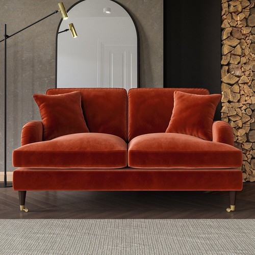 Burnt orange velvet - 2, seater
