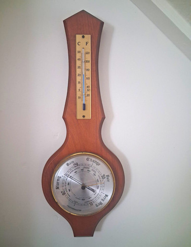 Wall mounted wooden aneroid - wooden,