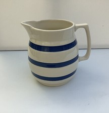 Vintage Staffordshire Chefware Large  Blue & White Banded Kitchen Jug 5.7.5”