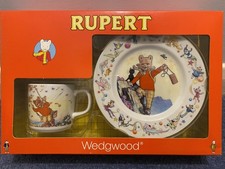 Rupert Bear Wedgwood Childrens Dinner Set Ceramic Plate Bowl Cup + egg cup 1988