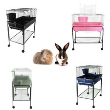 Rabbit Guinea Pig Cage Indoor Single 100cm Black Blue Silver Pink With Stand