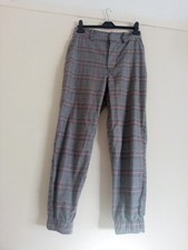 HOLLISTER TROUSERS M  Dogtooth Plaid Check Elastic Waist Ultra High Rise Cuffed