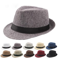 Mens Pork Pie Hat Classic Textured Ribbed Band Porkpie Hat Men Trilby Hats