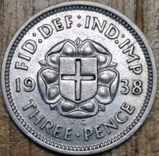 1938 Silver Threepence 3d -