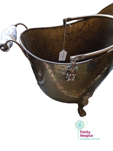 Vintage brass coal bucket - vintage,