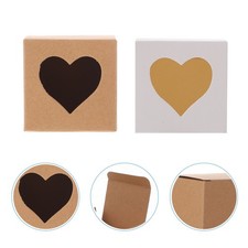  120 Pcs Gift Cake Packing Box Simple Kraft Paper Boxes Heart-shaped Box for
